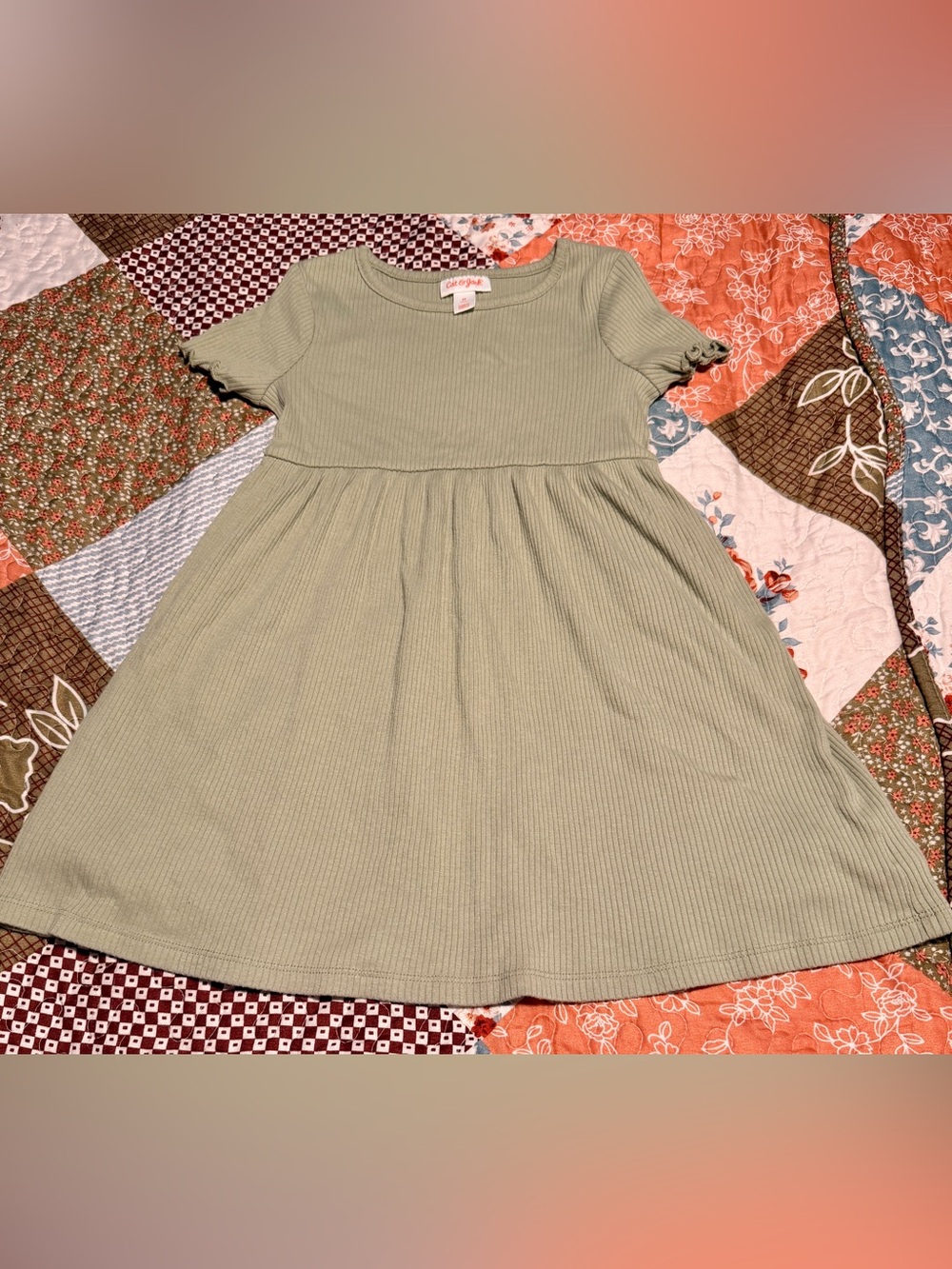 Girls - Cat & Jack Sage Green Ribbed Dress Size 5T